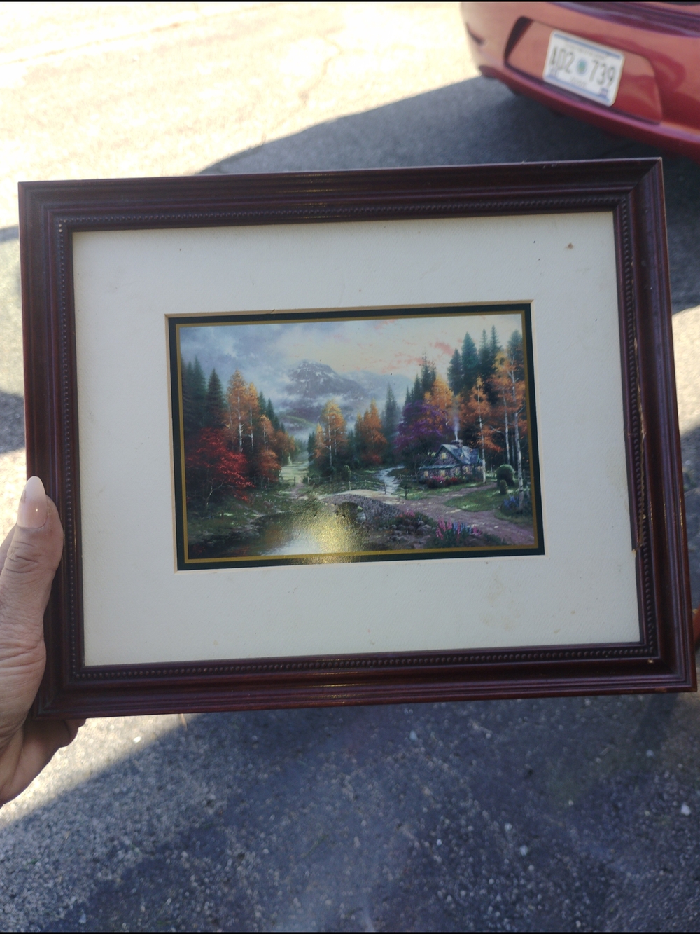 Coa Thomas Kinkade Autumn Cottage Landscape - Red, Orange, Green, Purple, Blue